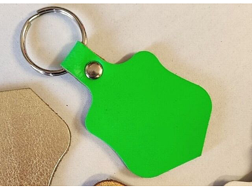 Fluorescent Green - Real Leather Key Fob - Shield